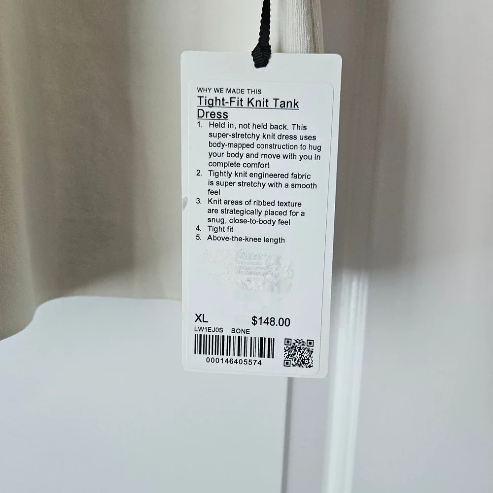 Lululemon Athletic Dress Tennis Athleisure Tight-Fit Knit Tank Bone White XL - Picture 6 of 11